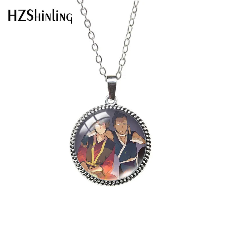 Sokka Avatar: The Last Airbender Necklace – Antique Glass Cabochon Pendant