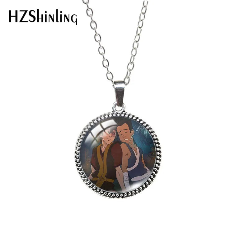 Sokka Avatar: The Last Airbender Necklace – Antique Glass Cabochon Pendant