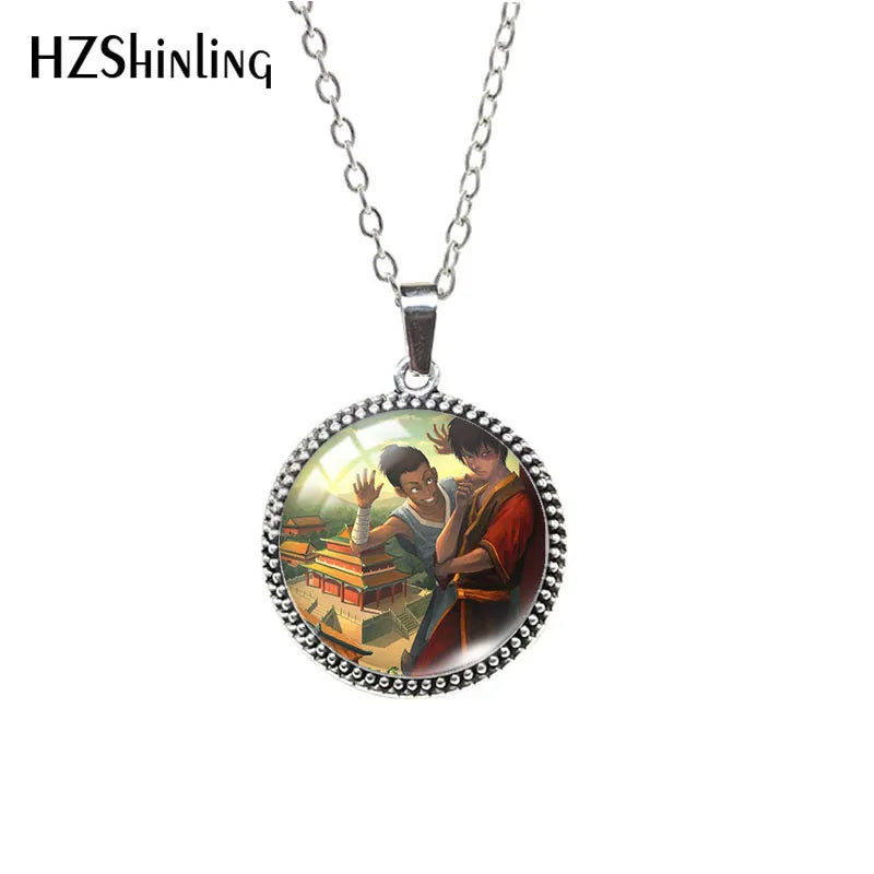 Sokka Avatar: The Last Airbender Necklace – Antique Glass Cabochon Pendant