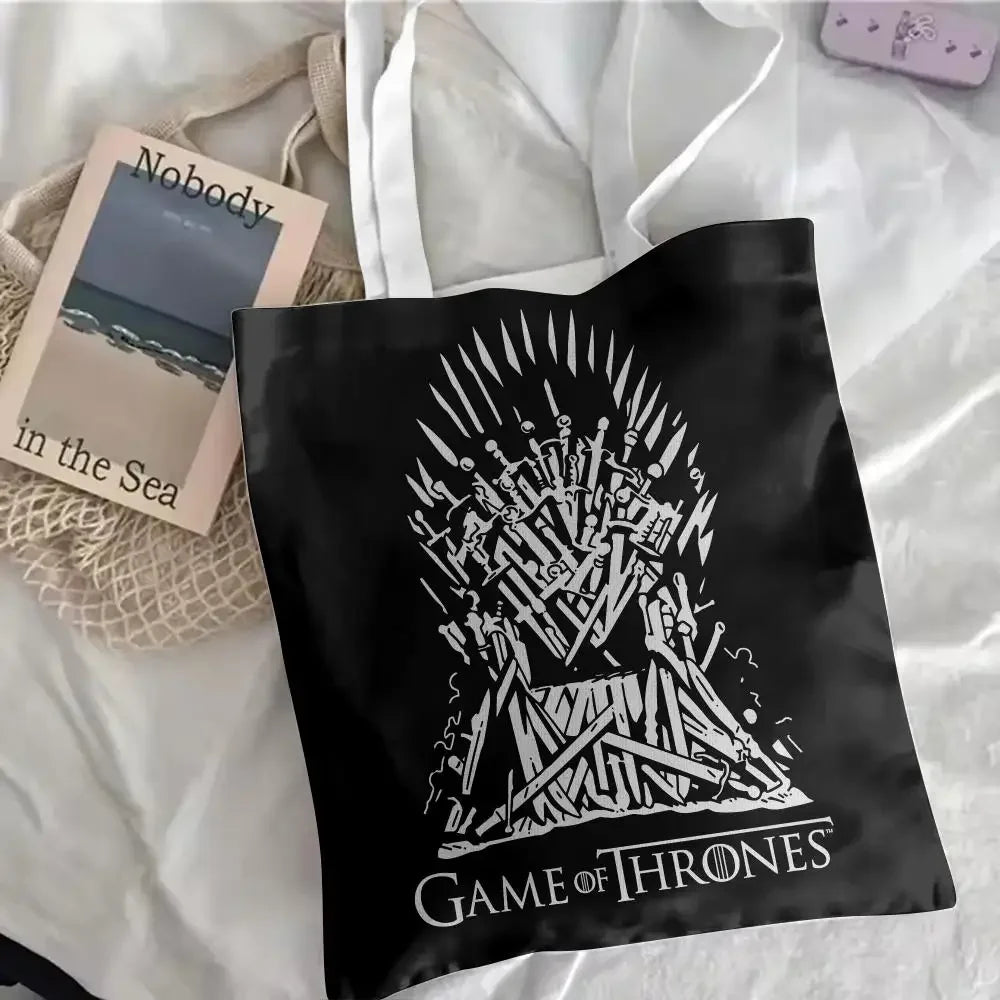 Game of Thrones Floral Canvas Tote Bag – Large Reversible Everyday Shoulder Bag