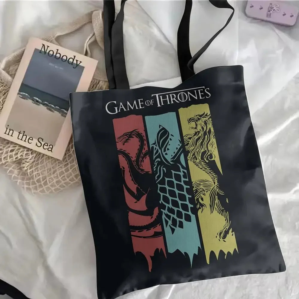 Game of Thrones Floral Canvas Tote Bag – Large Reversible Everyday Shoulder Bag