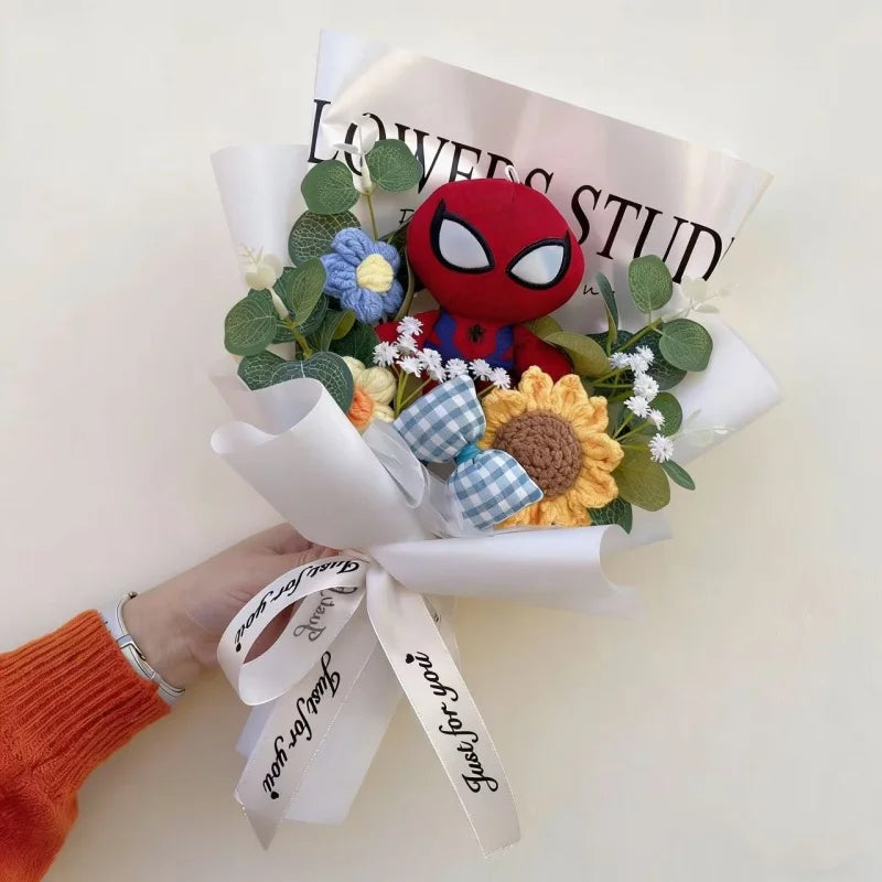 Spider-Man, Stitch & Minions Plush Flower Bouquet – Cute Character Gift