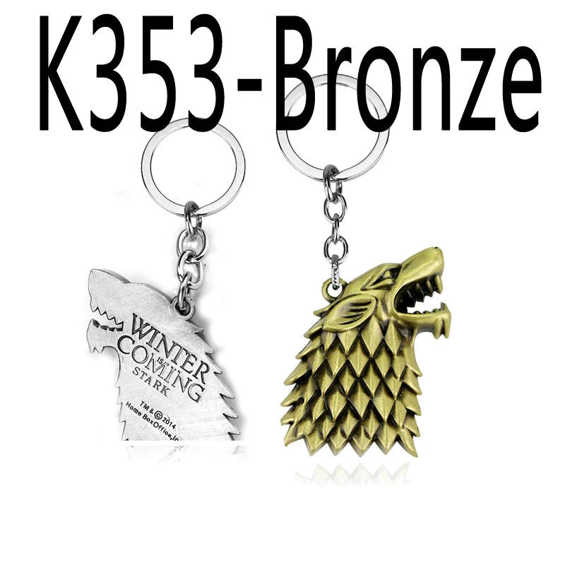 Game of Thrones House Stark Wolf Keychain – “Winter Is Coming” 3D Pendant