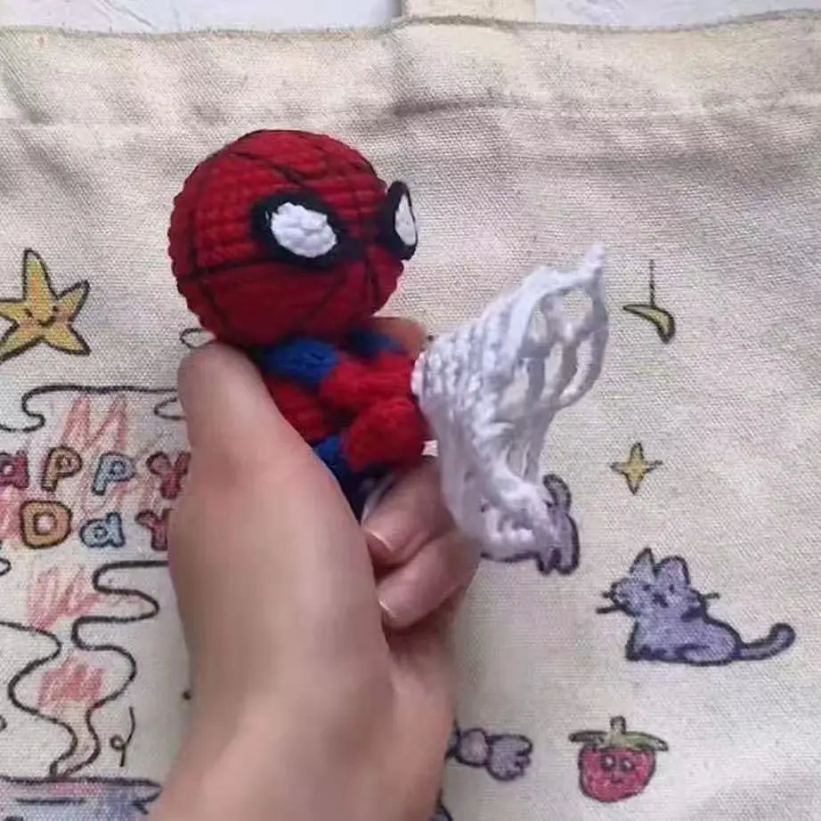 Spider-Man Crochet Keychain – Handmade Yarn Doll Bag Charm