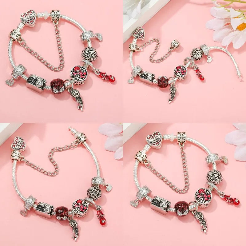 Marvel Spider-Man Charm Bracelet – Mask Clasp & Soaring City Beads