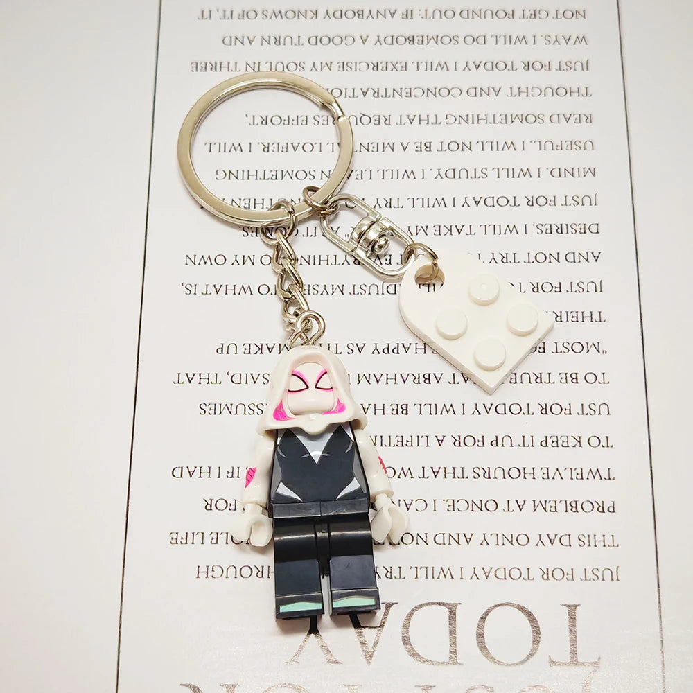Spider-Man & Gwen Matching Couple Keychains – Heart-Shaped PVC Set