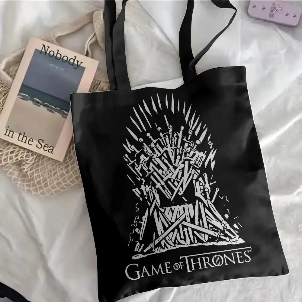 Game of Thrones Floral Canvas Tote Bag – Large Reversible Everyday Shoulder Bag