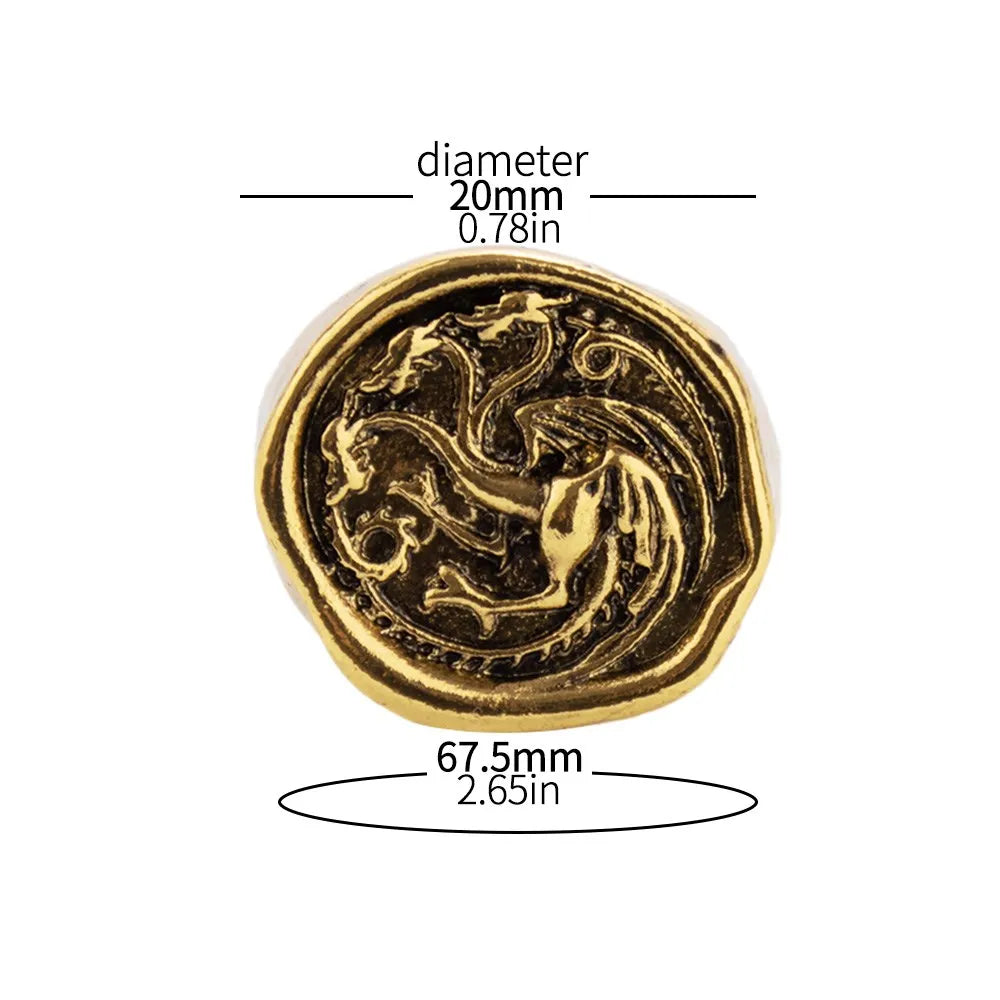 House Targaryen Three-Headed Dragon Ring – Gold Cosplay Jewellery