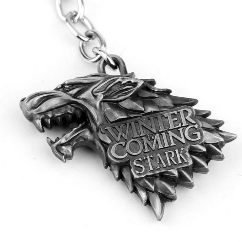 Game of Thrones House Stark Wolf Keychain – “Winter Is Coming” 3D Pendant