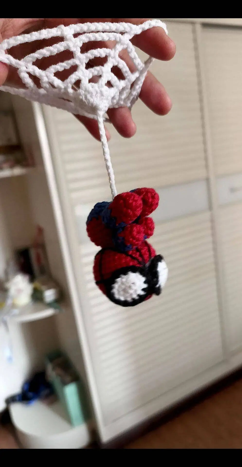 Spider-Man Crochet Keychain – Handmade Yarn Doll Bag Charm