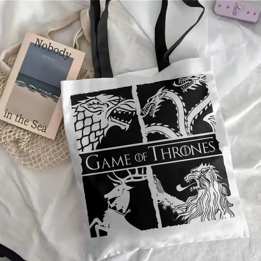 Game of Thrones Floral Canvas Tote Bag – Large Reversible Everyday Shoulder Bag