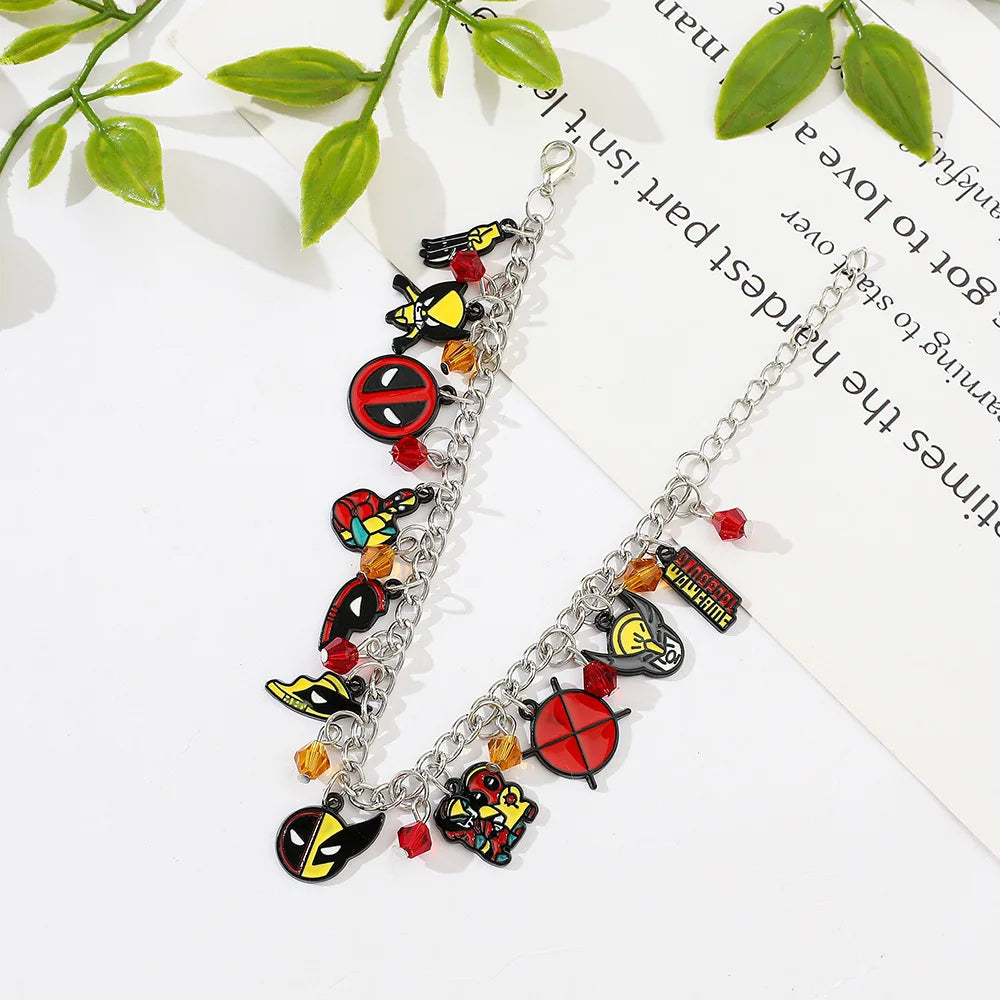 Deadpool & Wolverine Beaded Bracelet – Marvel Oil Drip Pendant