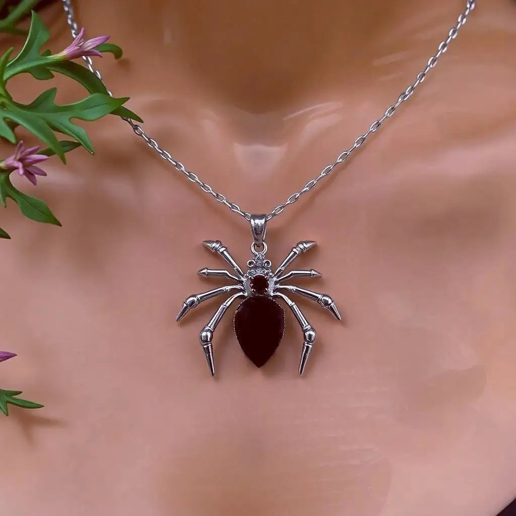 Gothic Vampire Spider Necklace – Black Venom Choker for Women