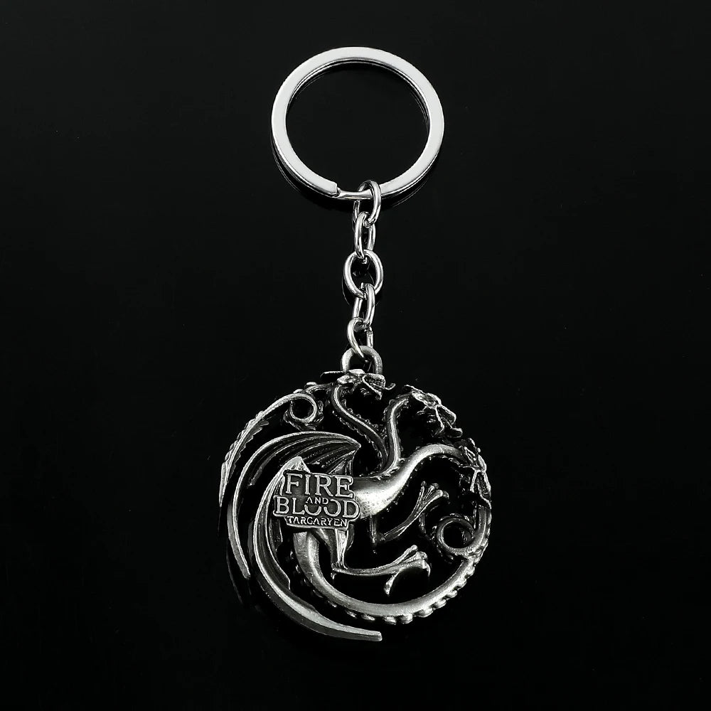 Game of Thrones House Targaryen Keychain – Metal Dragon Logo Pendant