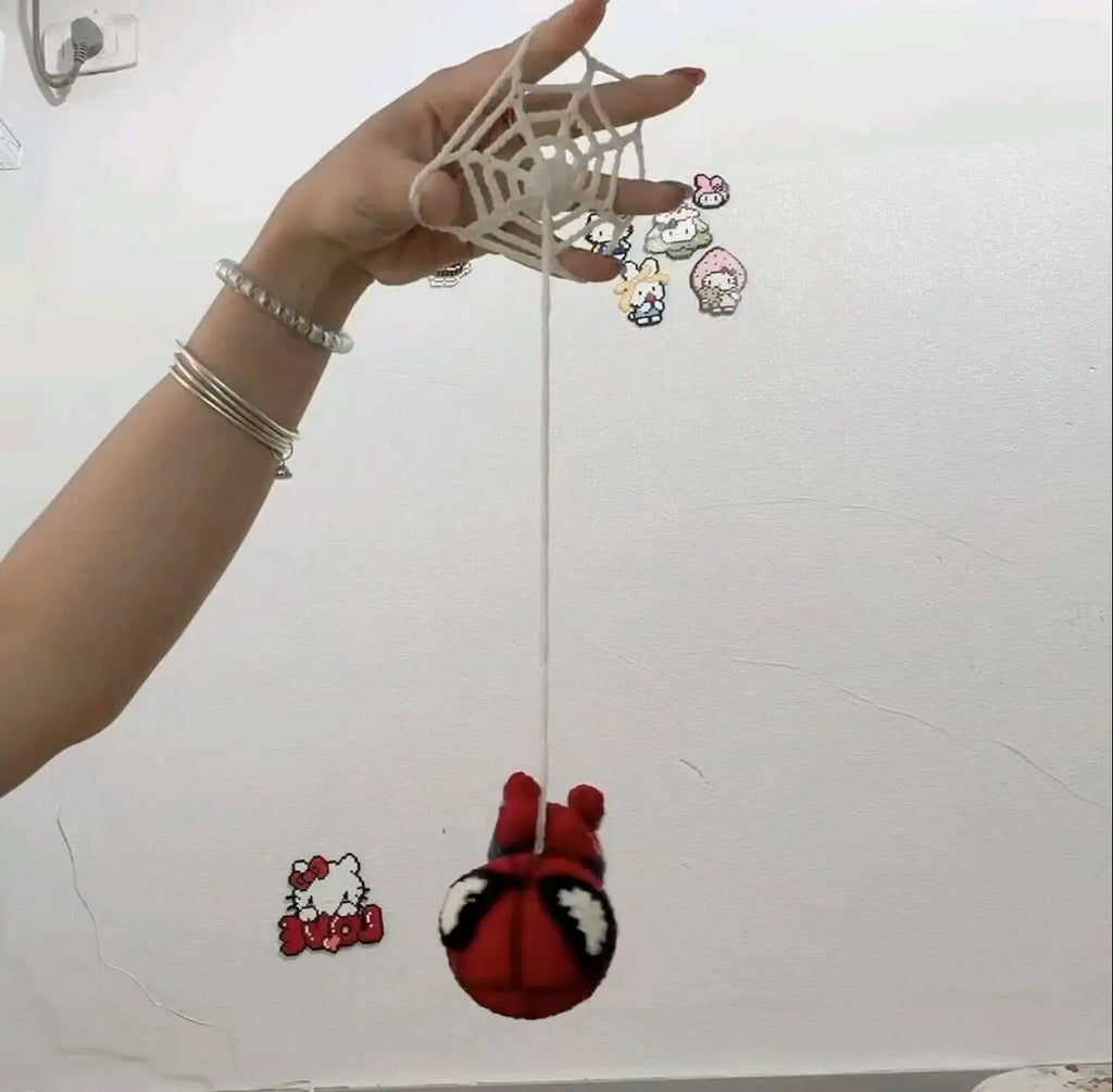 Spider-Man Crochet Keychain – Handmade Yarn Doll Bag Charm