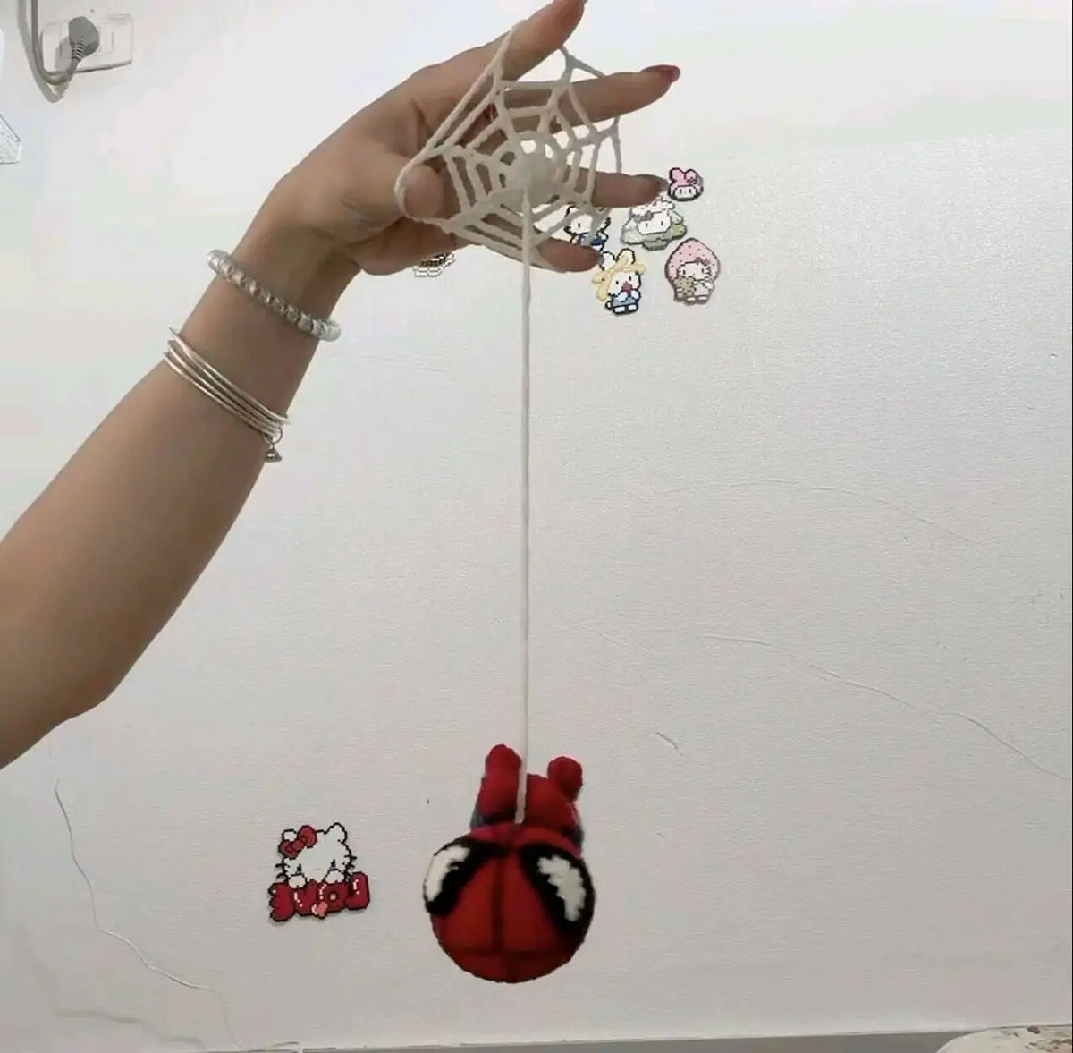 Spider-Man Crochet Keychain – Handmade Yarn Doll Bag Charm
