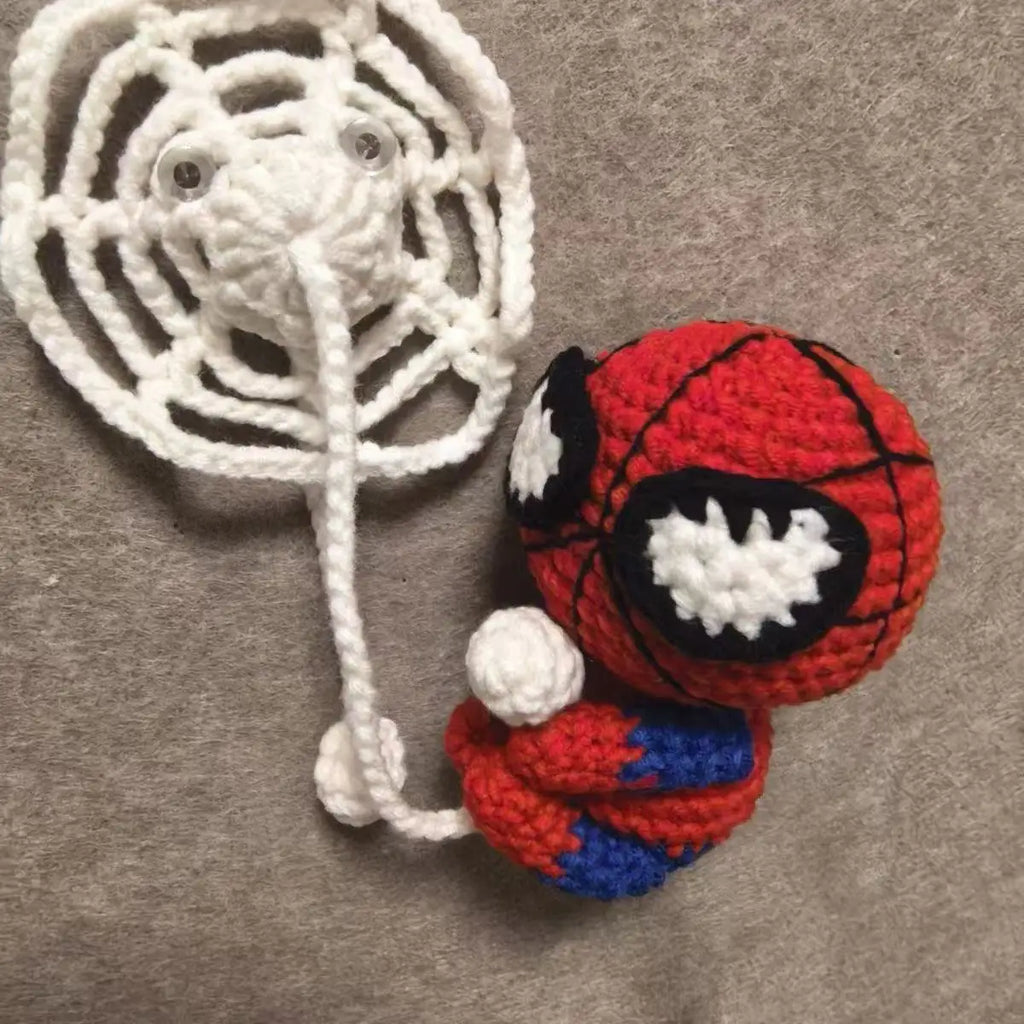 Spider-Man Crochet Keychain – Handmade Yarn Doll Bag Charm