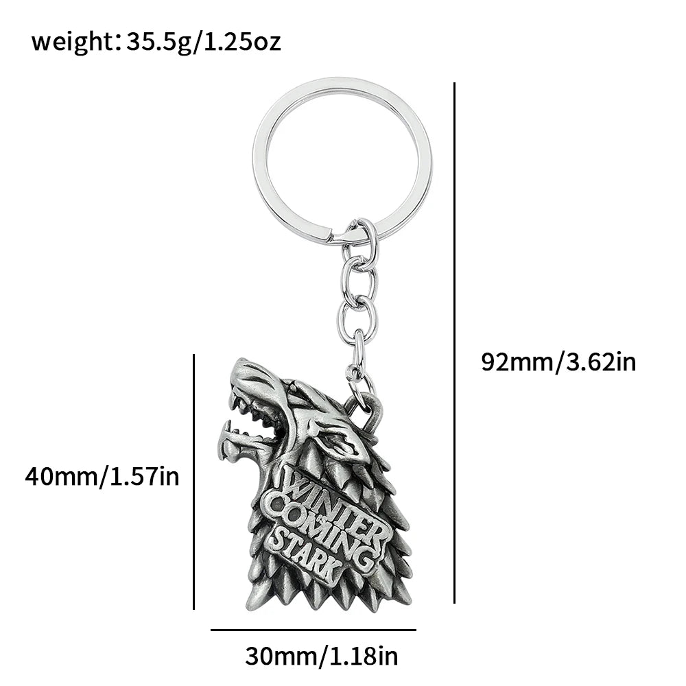 Game of Thrones House Targaryen Keychain – Metal Dragon Logo Pendant