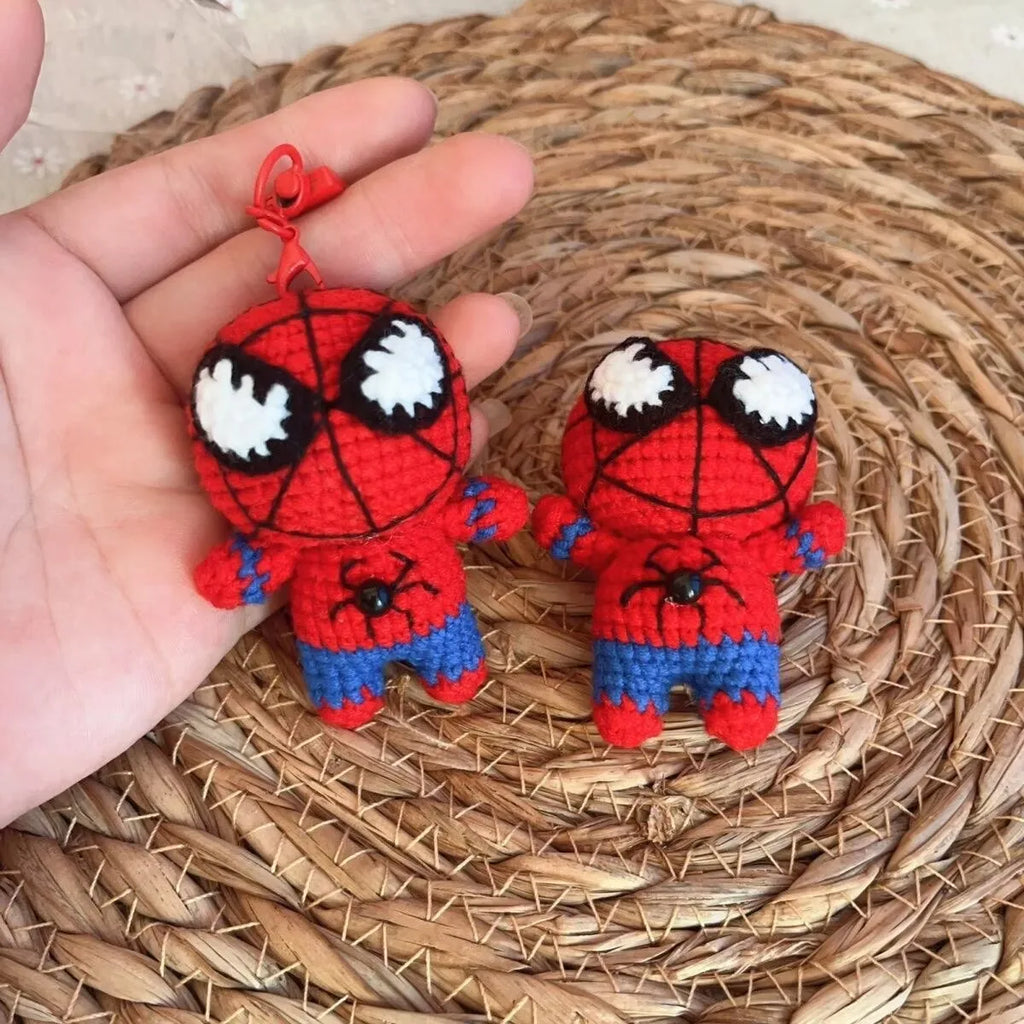 Spider-Man & Venom Crochet Plush Keychain – Handmade Backpack Charm