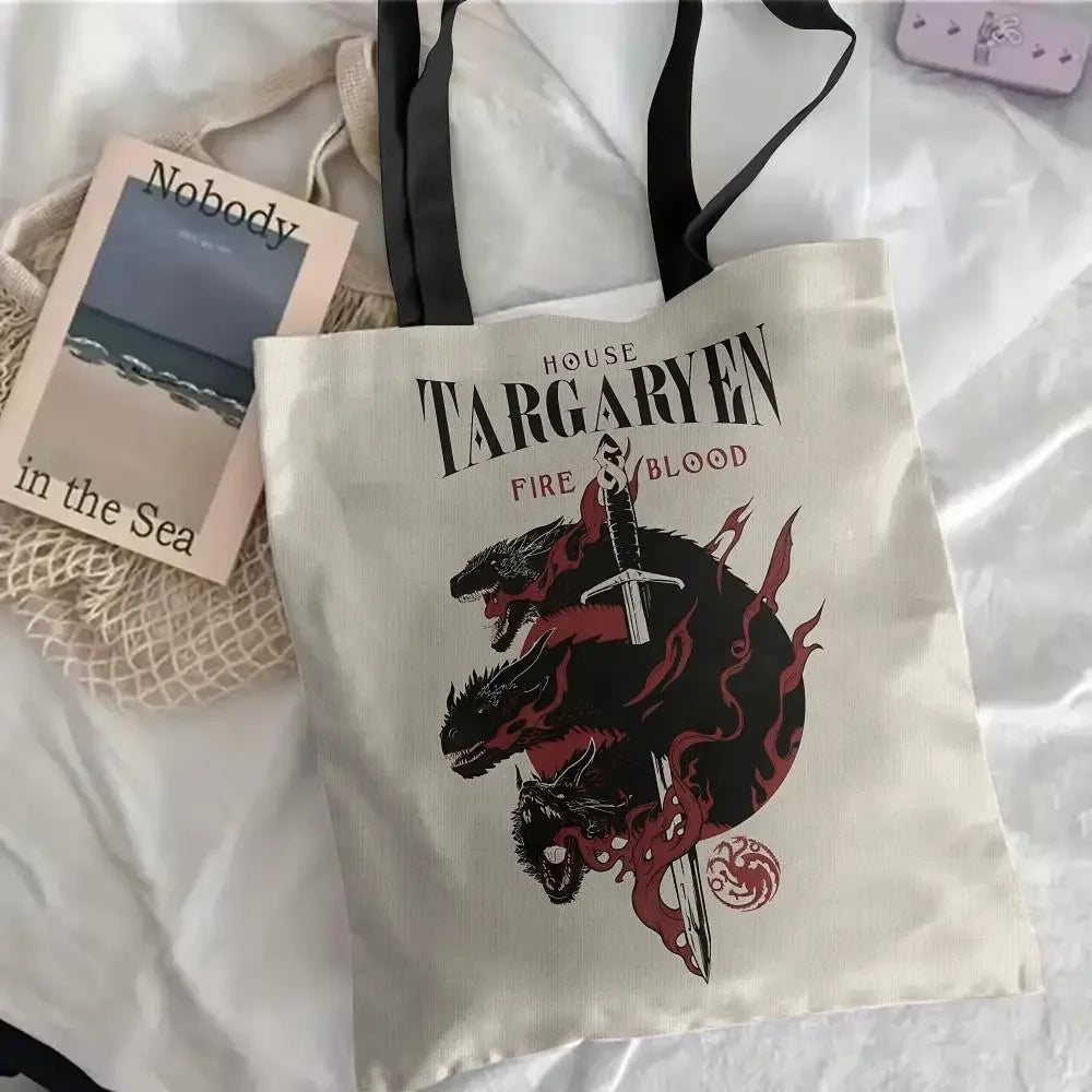 Game of Thrones Floral Canvas Tote Bag – Large Reversible Everyday Shoulder Bag