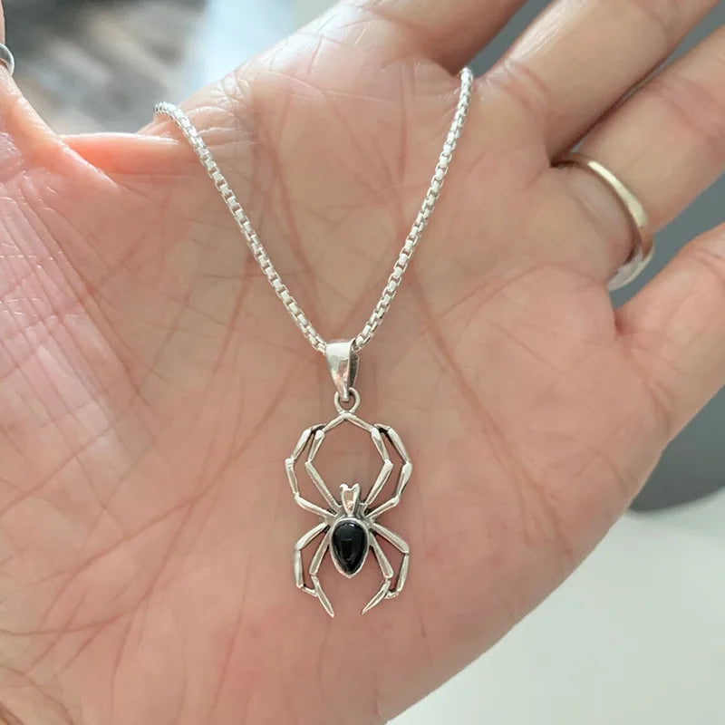 925 Sterling Silver Spider Necklace – Elegant Animal Pendant Jewelry for Women