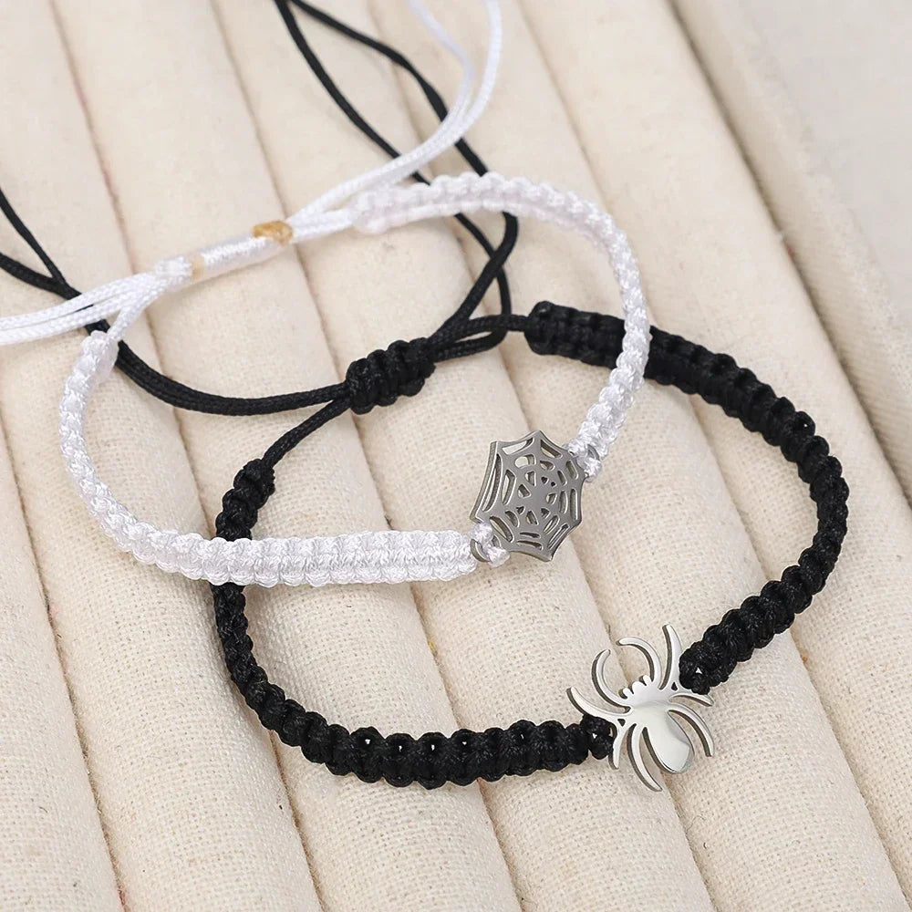 Spider Web Couple Bracelets – Handmade Adjustable Matching Bracelets (2-Piece Set)