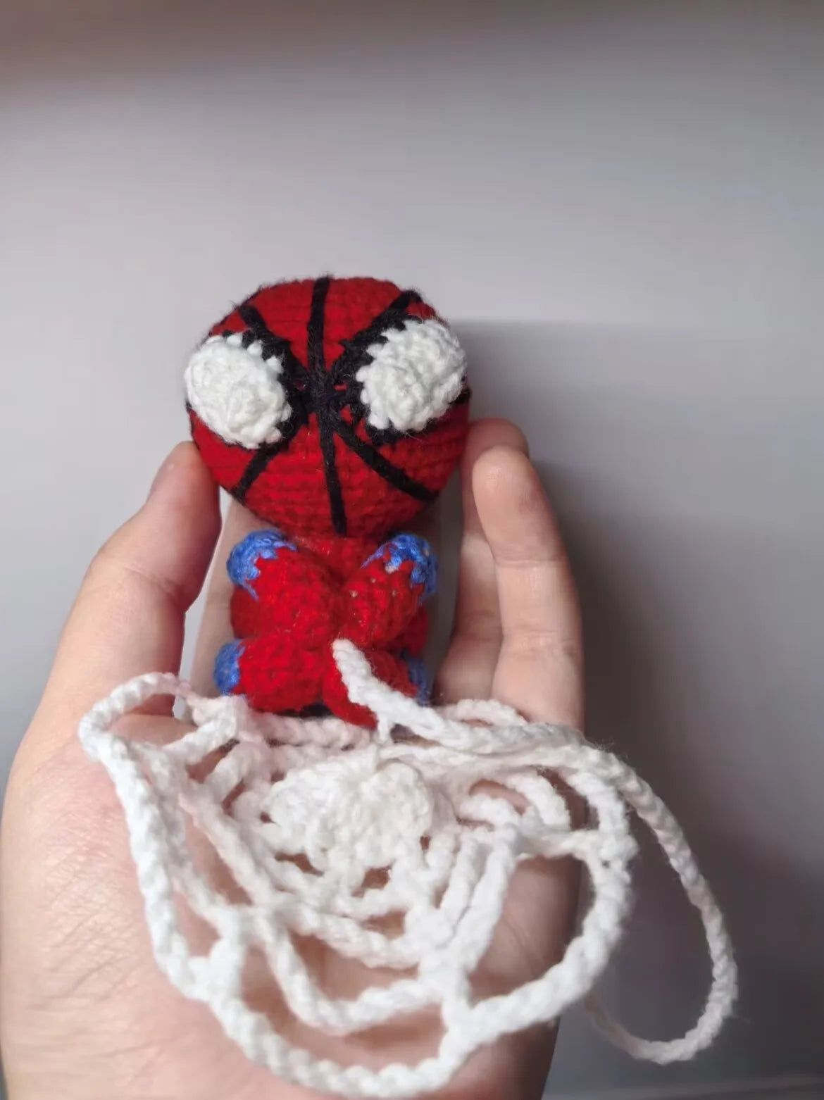 Spider-Man & Venom Crochet Plush Keychain – Handmade Backpack Charm