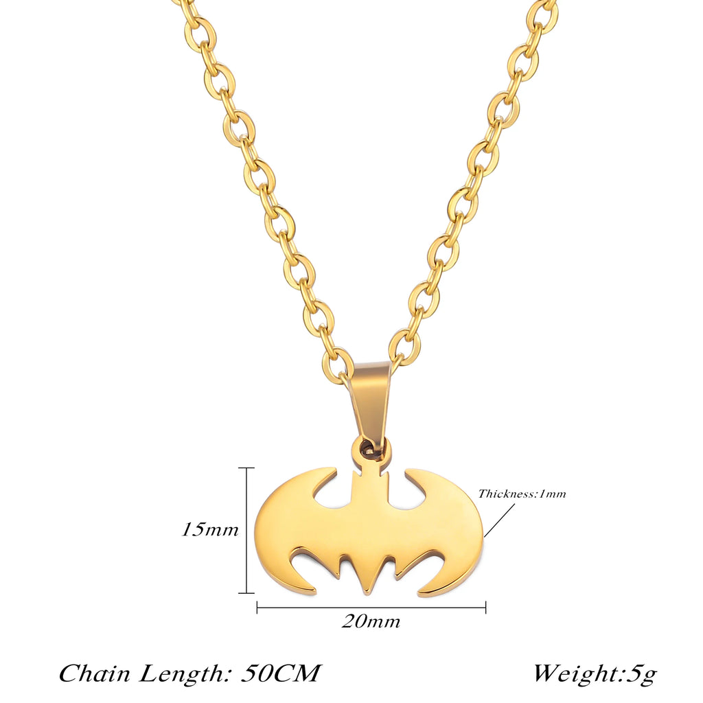 Gothic Bat Necklace – Stainless Steel Superhero Pendant Chain