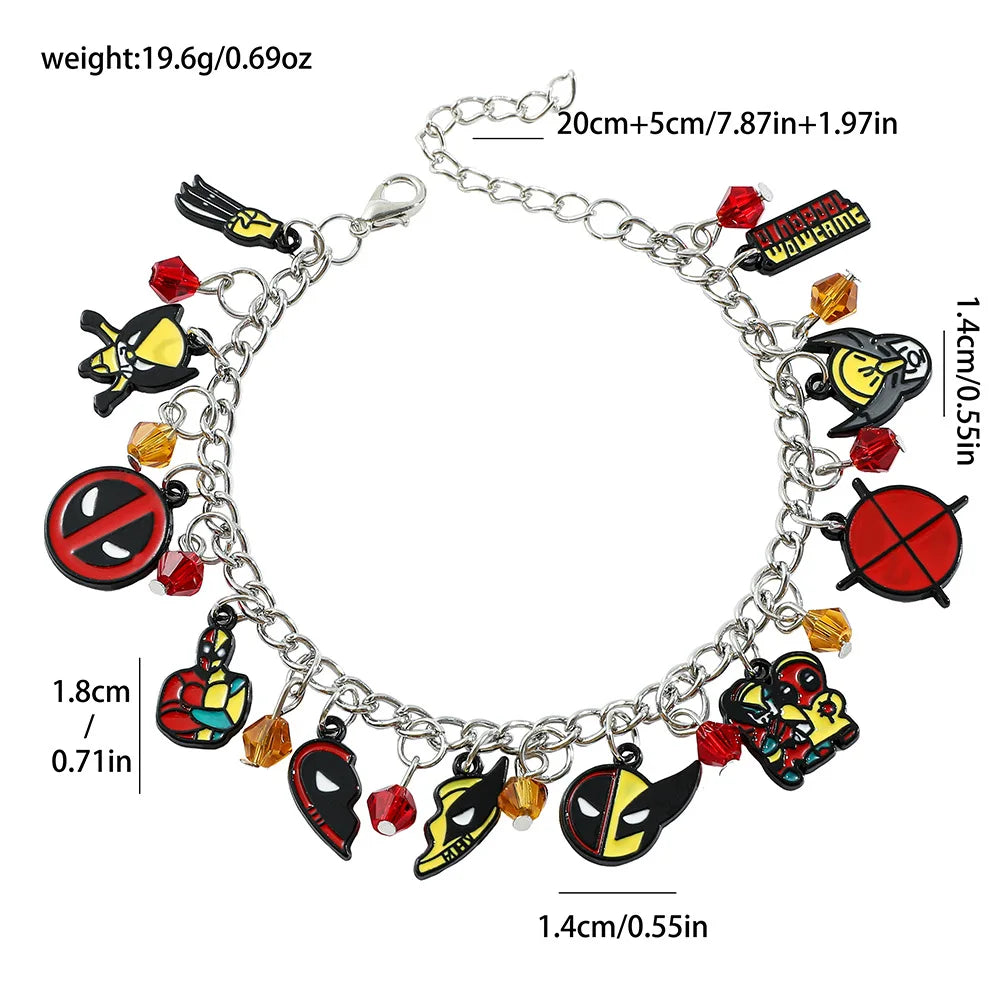 Deadpool & Wolverine Beaded Bracelet – Marvel Oil Drip Pendant