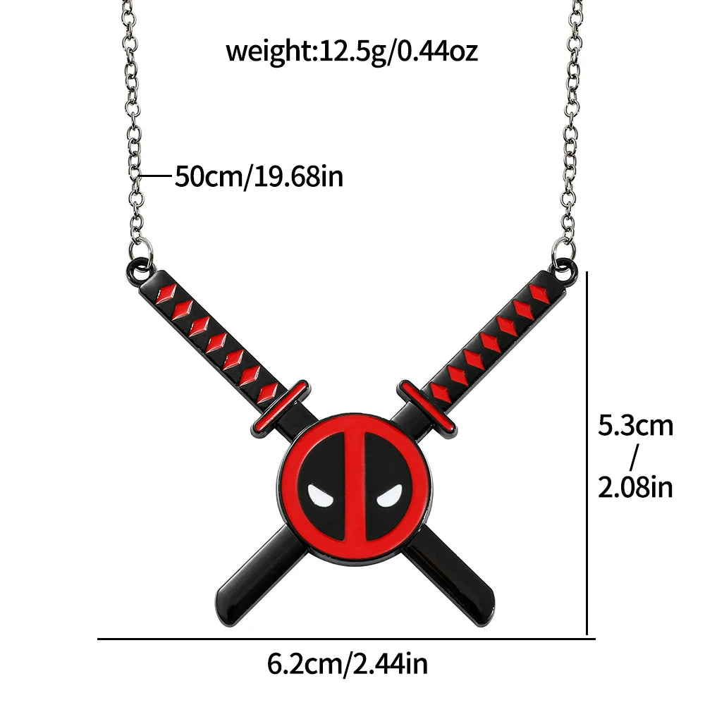 Deadpool Double Knife Necklace – Marvel Superhero Pendant for Men & Women