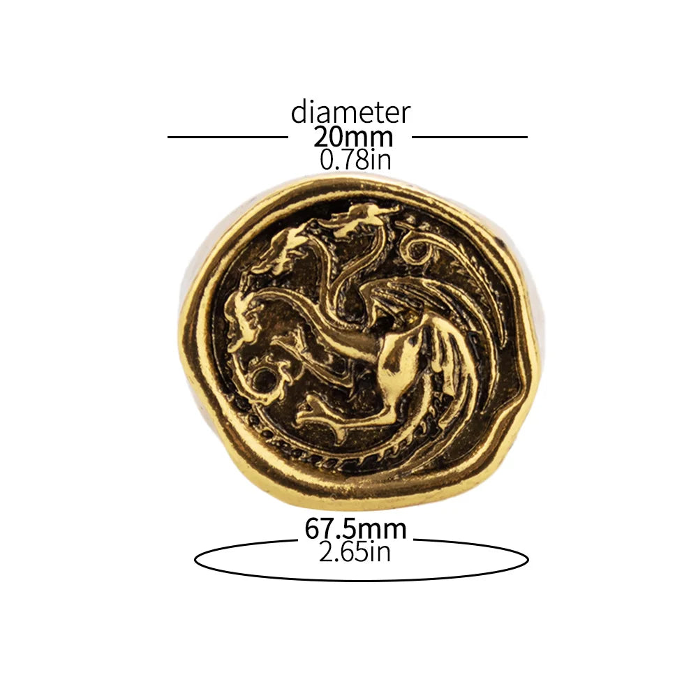 House Targaryen Three-Headed Dragon Ring – Gold Cosplay Jewellery