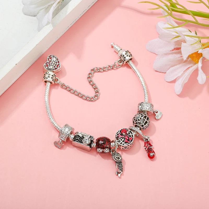 Marvel Spider-Man Charm Bracelet – Mask Clasp & Soaring City Beads