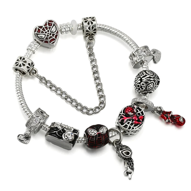 Marvel Spider-Man Charm Bracelet – Mask Clasp & Soaring City Beads