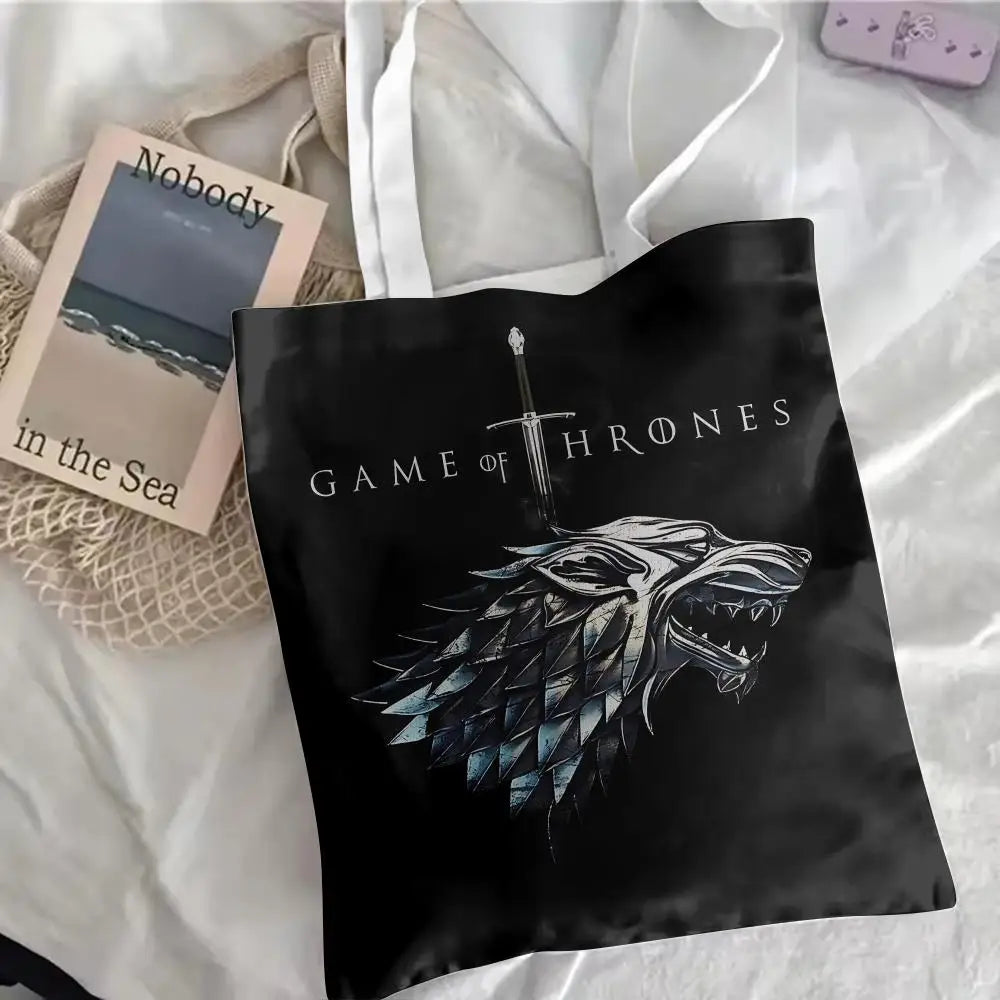 Game of Thrones Floral Canvas Tote Bag – Large Reversible Everyday Shoulder Bag