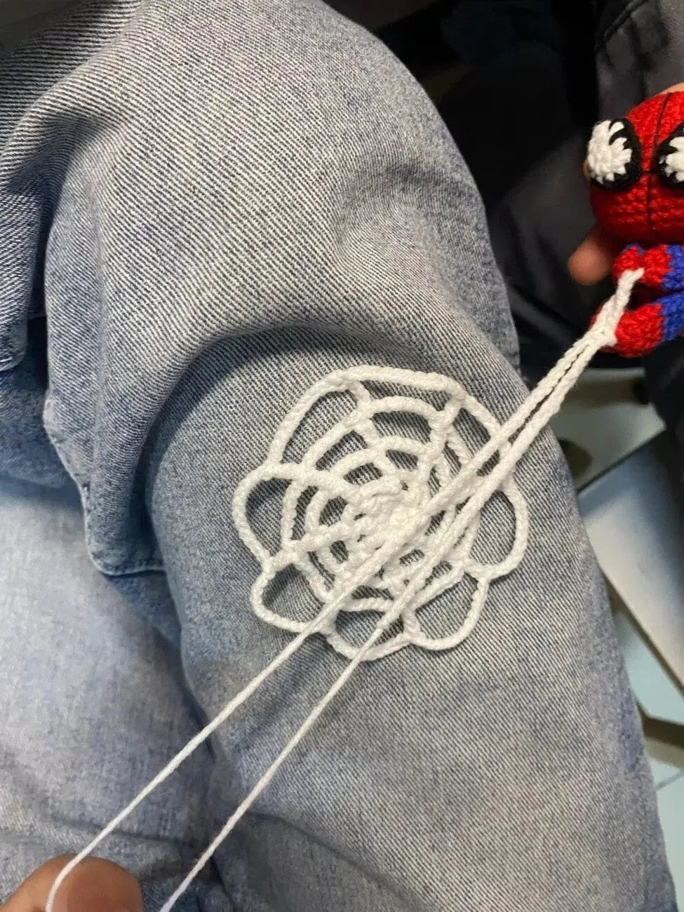 Spider-Man & Venom Crochet Plush Keychain – Handmade Backpack Charm