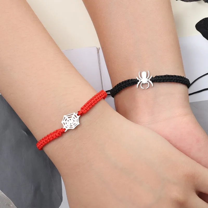 Spider Web Couple Bracelets – Handmade Adjustable Matching Bracelets (2-Piece Set)