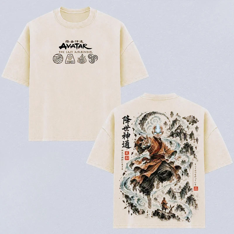 Avatar: The Last Airbender Aang Vintage Washed T-Shirt – Oversized Streetwear Tee