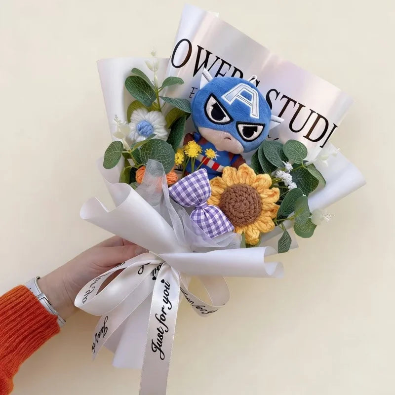 Spider-Man, Stitch & Minions Plush Flower Bouquet – Cute Character Gift
