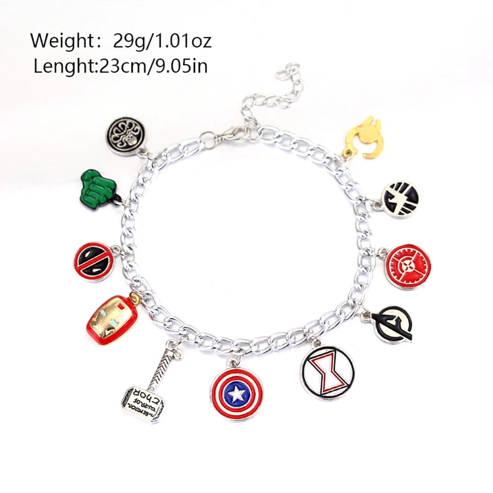 Marvel Avengers Bracelet – Thor, Iron Man & Thanos Logo Charm Bangle