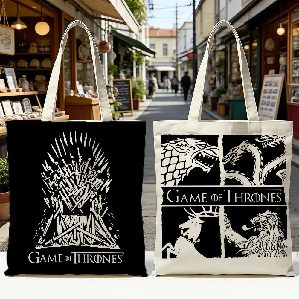 Game of Thrones Floral Canvas Tote Bag – Large Reversible Everyday Shoulder Bag
