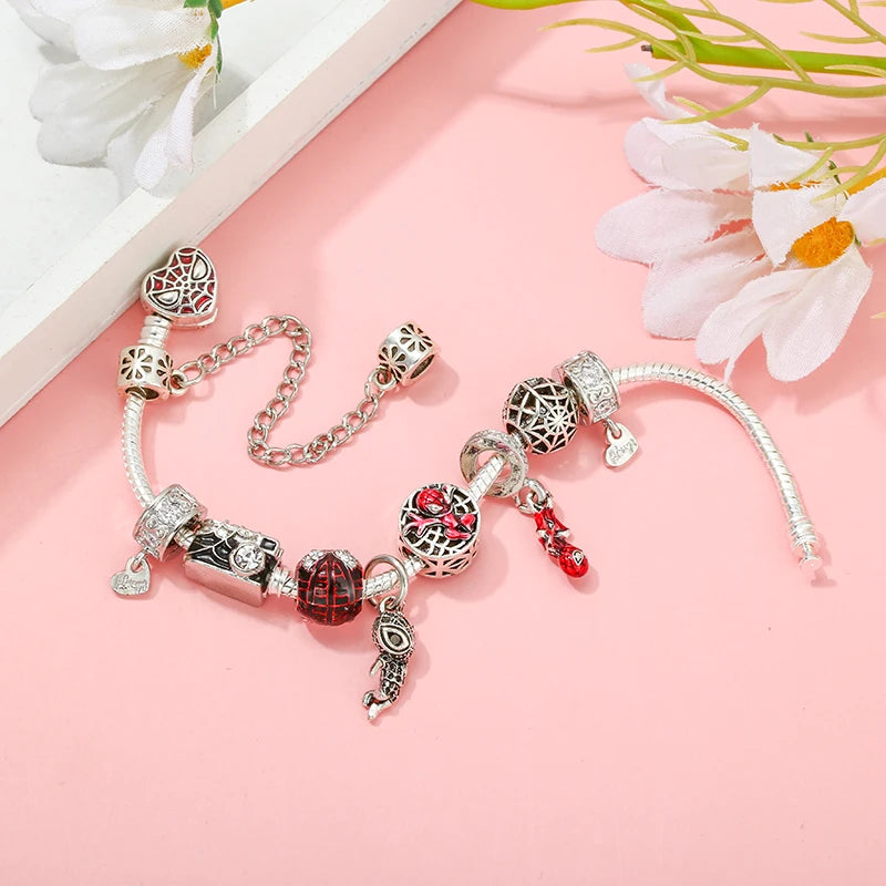 Marvel Spider-Man Charm Bracelet – Mask Clasp & Soaring City Beads