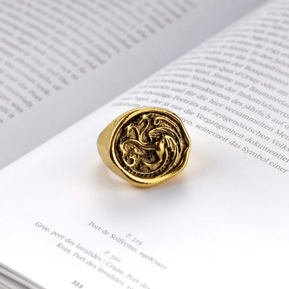 House Targaryen Three-Headed Dragon Ring – Gold Cosplay Jewellery