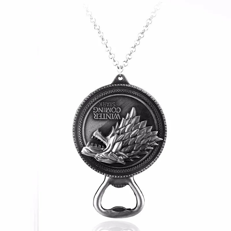 Game of Thrones House Stark Wolf Keychain – “Winter Is Coming” 3D Pendant