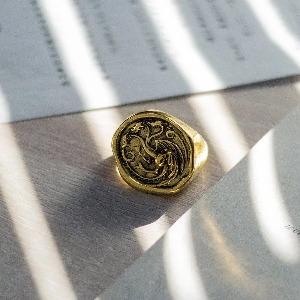 House Targaryen Three-Headed Dragon Ring – Gold Cosplay Jewellery