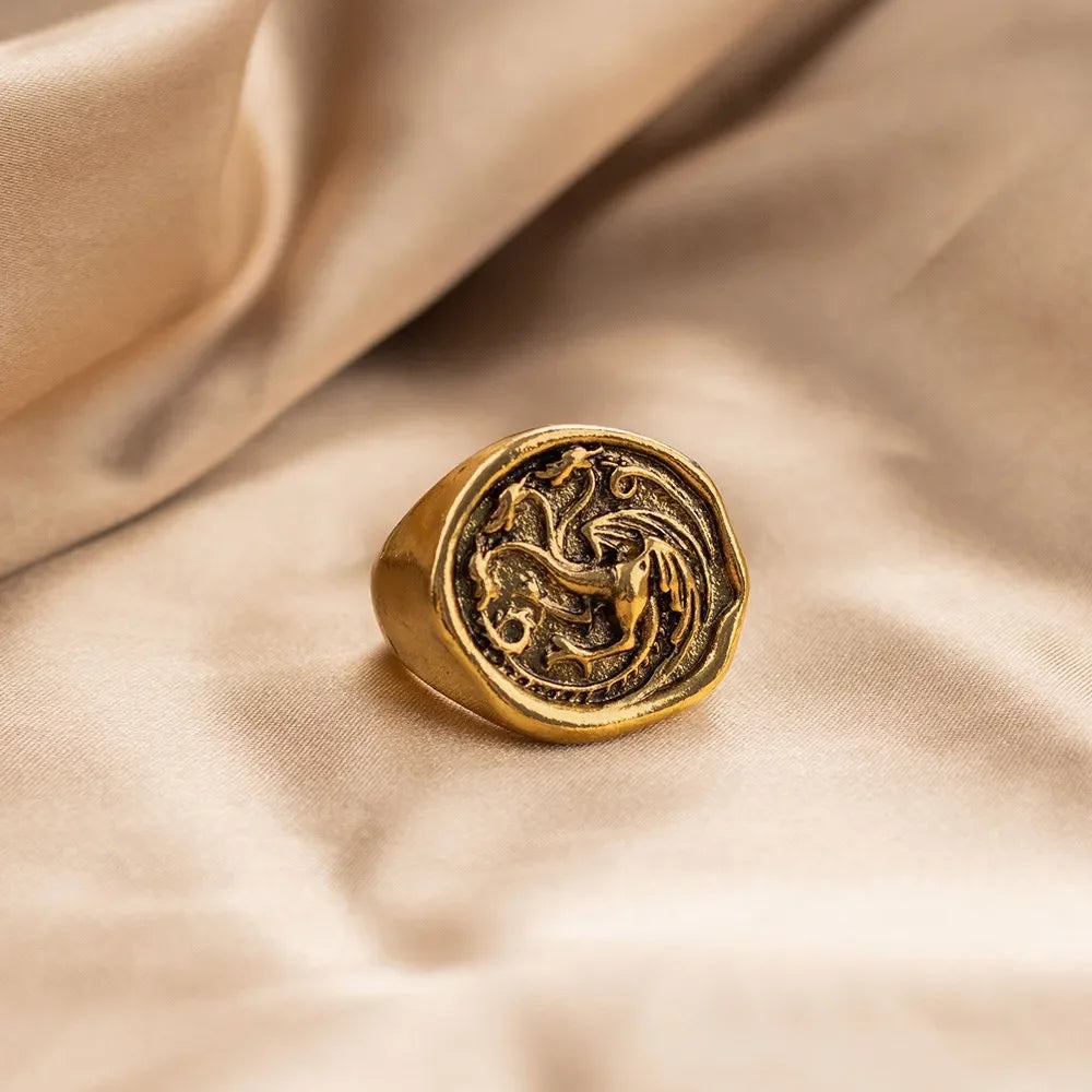 House Targaryen Three-Headed Dragon Ring – Gold Cosplay Jewellery