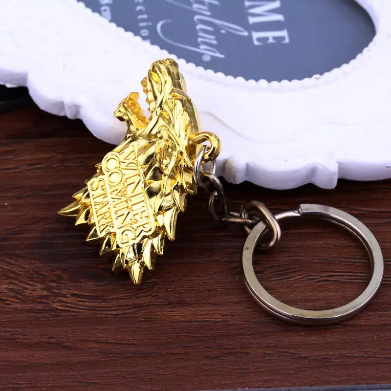 Game of Thrones House Stark Wolf Keychain – “Winter Is Coming” 3D Pendant