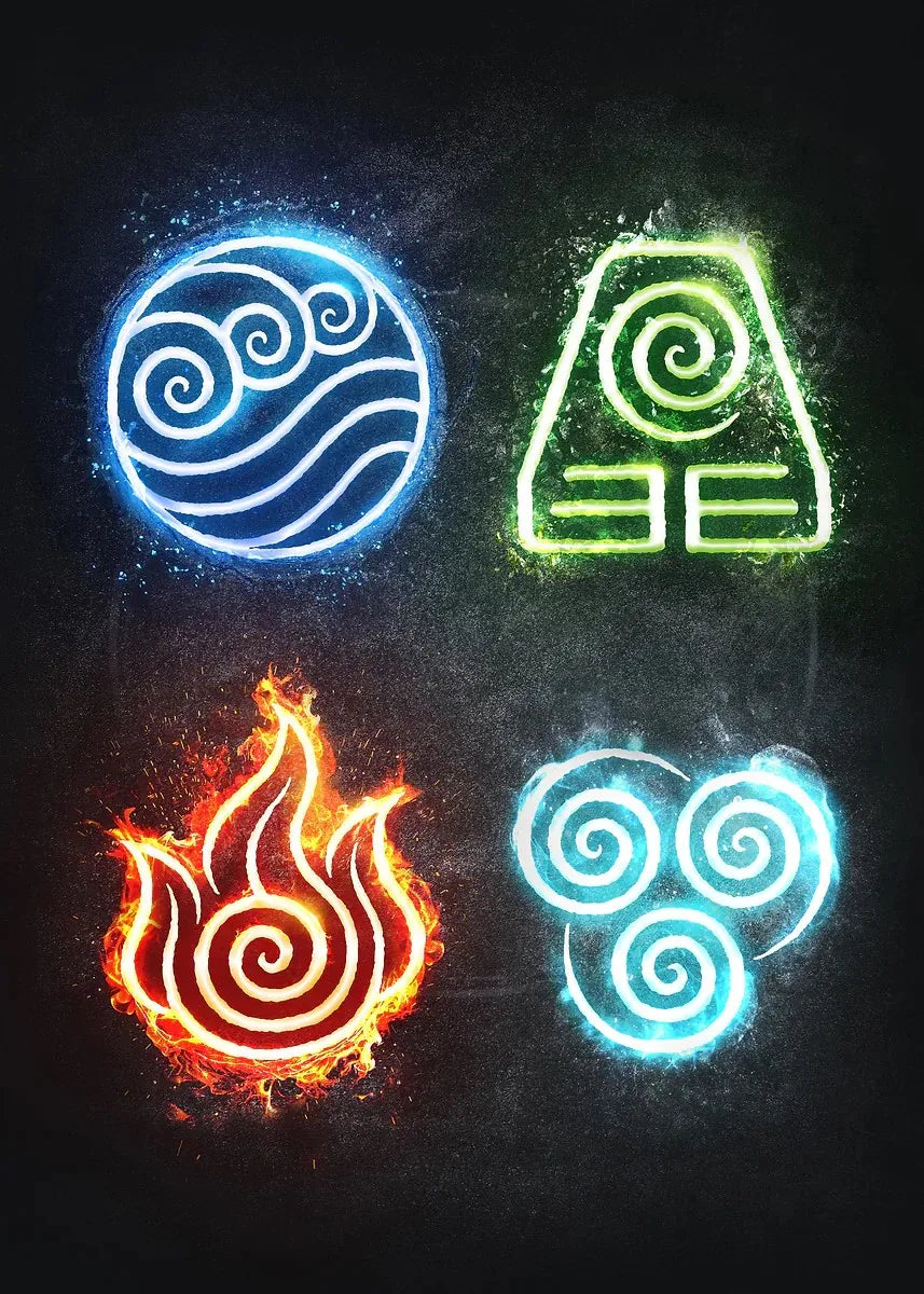 Avatar: The Last Airbender Elemental Posters – Air, Earth, Fire & Water Wall Art