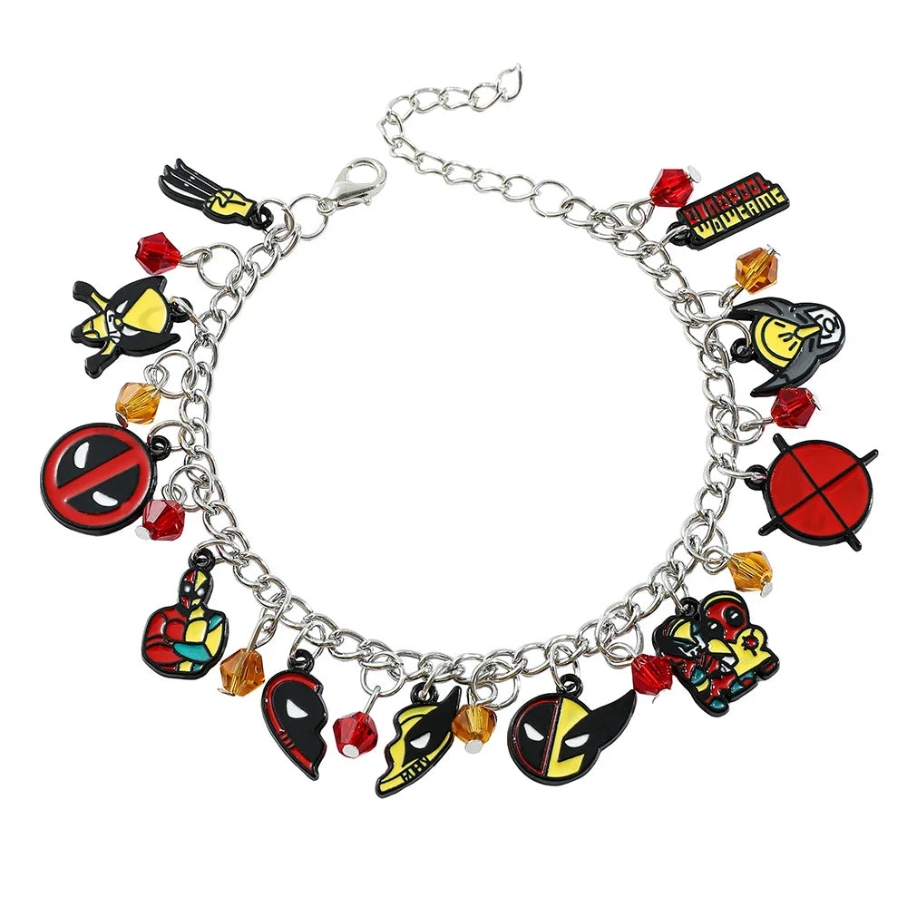Deadpool & Wolverine Beaded Bracelet – Marvel Oil Drip Pendant