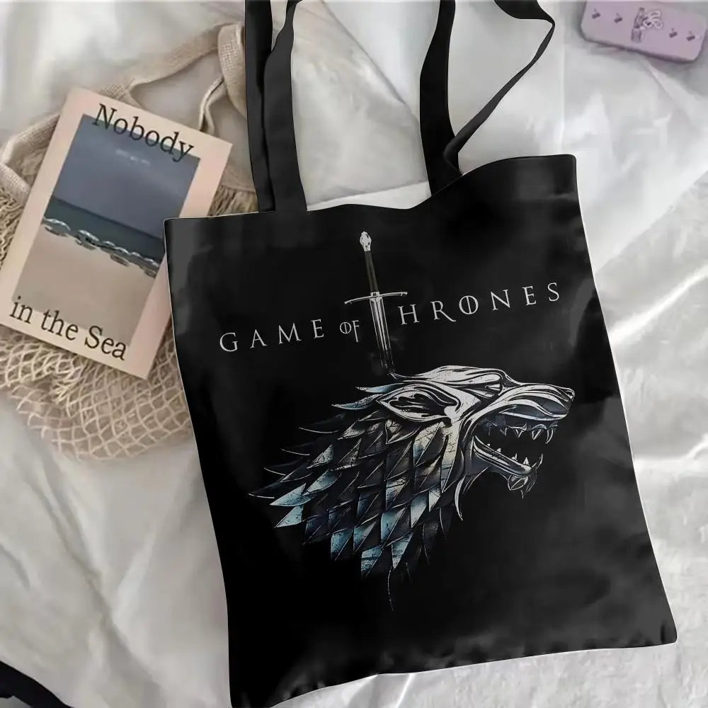 Game of Thrones Floral Canvas Tote Bag – Large Reversible Everyday Shoulder Bag