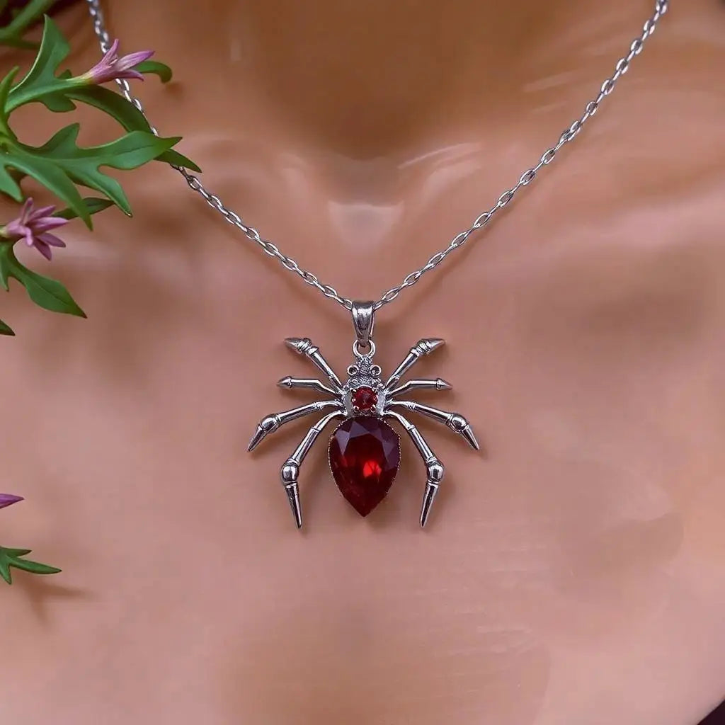 Gothic Vampire Spider Necklace – Black Venom Choker for Women